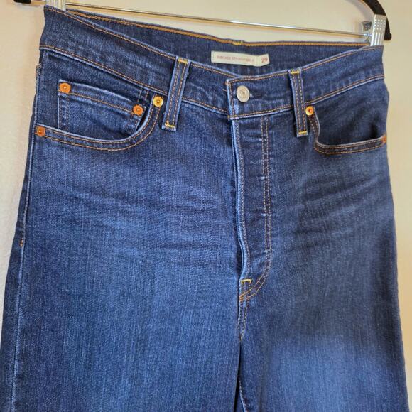 Levi's Ribcage Straight Ankle Jeans W29 L27 High Rise Button Fly Denim - Picture 2 of 9